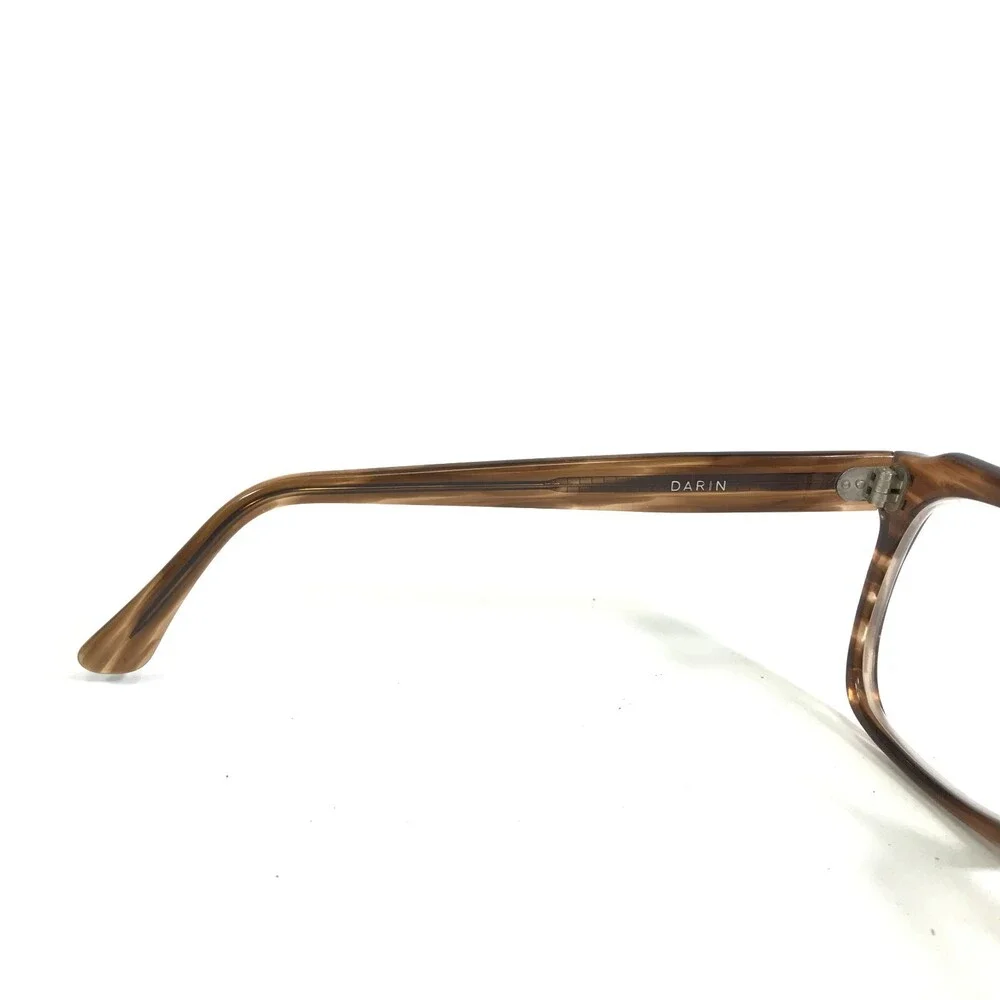 Vintage Darin Eyeglasses Frames Striped Brown Horn Square Thick Rim 51-18-135
